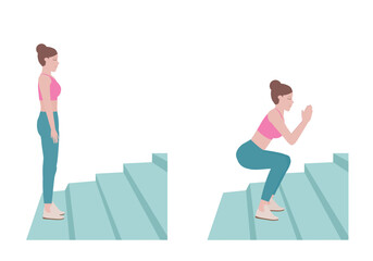 Stair workout: Exercises you can do at every staircase you find.
Extend arms in front and level with the shoulders. Slowing bending at the hips and lower down to sit on the chair. with Squats posture.
