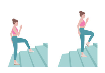Stair workout: Exercises you can do at every staircase you find.
stepping onto the bench with your right foot. without putting your weight onto your left foot with Step up posture.  