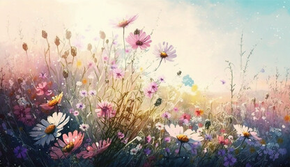 Obraz na płótnie Canvas meadow with flowers