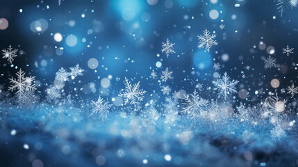 snowflakes falling in winter time background