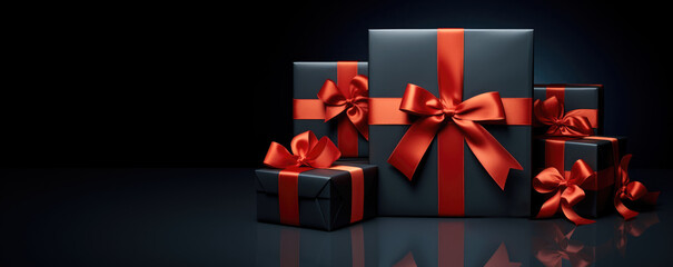 black gift box and balloon for celebration