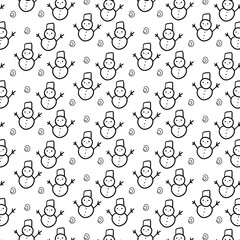 snowman new year christmas doodle pattern textile