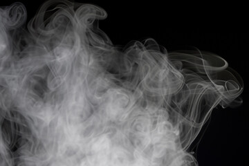 Beautiful white smoke with natural pattern on black background with charming pattern