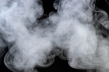 Beautiful white smoke with natural pattern on black background with charming pattern