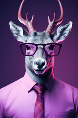 portrait of a deer. Deer in Pink Attire: A Fusion of Wilderness and Glamou