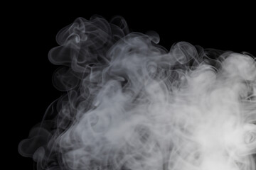 Beautiful white smoke with natural pattern on black background with charming pattern