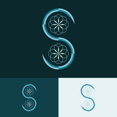 Luxury S letter logo with flower, suitable for beauty business