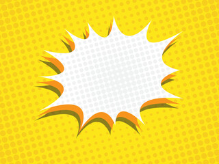 abstract comic book, pop art cartoon with blank speech bubble halftone dotted background