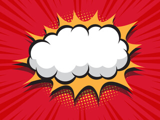 abstract comic book, pop art cartoon with blank speech bubble halftone dotted background