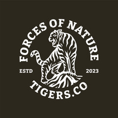 Vintage Logo Design. Illustration of tiger. Vector design of logos, t-shirts, posters and other uses. Vector eps 10