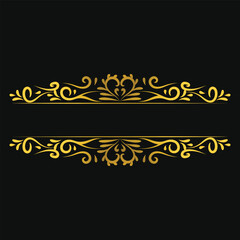 Gold Floral Vintage Title Frame Swirl For Text Border Png Transparent Background Wedding Invitation Card-Luxury golden arabic islamic text box title frame border banner set multiple colors ornament