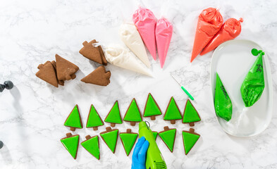Christmas gingerbread cookies with royal icing
