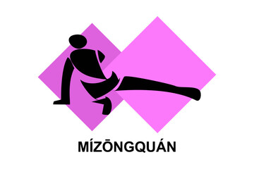 Mizongquan (Lost Track Fist) sport vector line icon. sportsman, fighting stance. sport pictogram illustration.