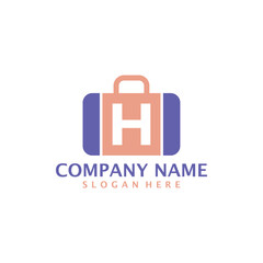 Letter H with Suitcase logo design vector. Initial H with Suitcase logo design template concept