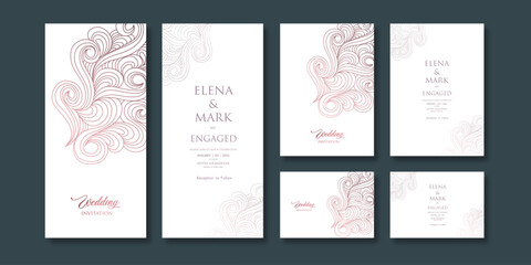 browns wave art with light color theme invitation template three variations