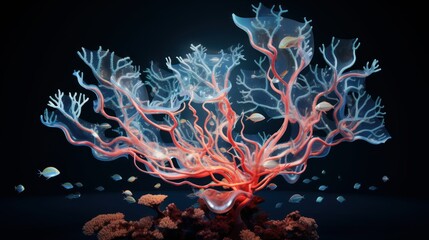 Dive into an electrifying ocean where coral reefs sculpted from circuitry and algorithms form a testament to technology's homage to marine life | generative ai