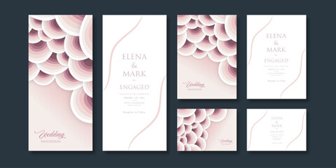 Elegant browns wave layered  art with light color theme invitation template three variations