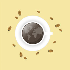 International day of coffee banner background with a cup of coffee decoration vector illustration. 