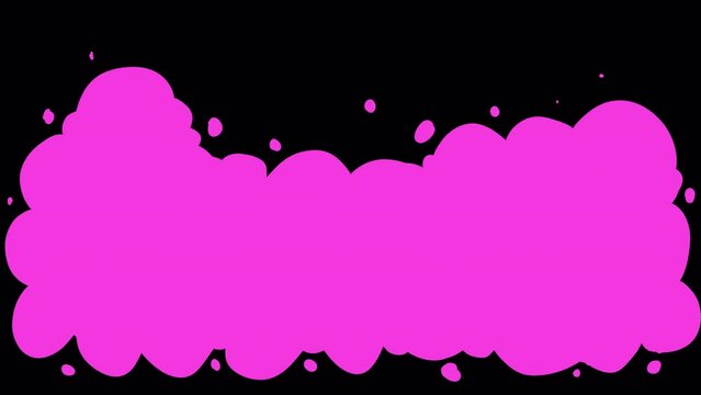 Video transition with pink clouds on a black screen. Filled with falling bright smoke in 4k with alpha channel. Stock FH effect for frame change.