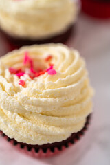 Red Velvet Cupcakes with White Chocolate Ganache Frosting