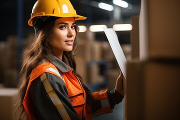 Woman wearing a safety cap at work,Generated with AI