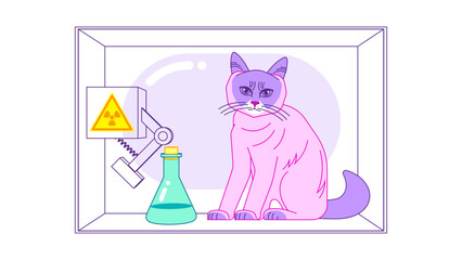 Schroedinger cat in experimental box with radioactive atom