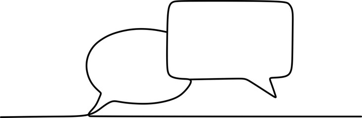 Continuous line drawing. Speech bubbles isolated on transparent background For mobile app and social media. 