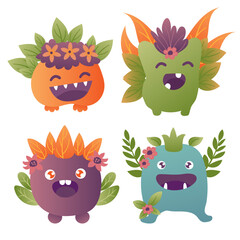 set of cartoon monsters