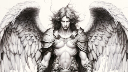 Illustration of Archangel Michael - obrazy, fototapety, plakaty