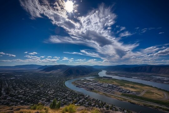 Sunny day timelapse of Kamloops' North Shore. Generative AI