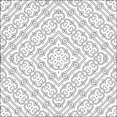 Stylish texture with figures from lines.Abstract geometric black and white pattern for web page, textures, card, poster, fabric, textile. Monochrome graphic repeating design. 