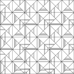  Stylish texture with figures from lines.Abstract geometric black and white pattern for web page, textures, card, poster, fabric, textile. Monochrome graphic repeating design. 