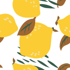 Lemon in flat style. Vector seamless pattern