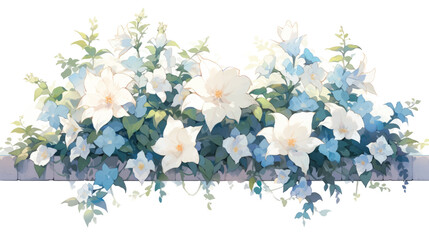 Watercolor Vintage Jasmine Art with White Background