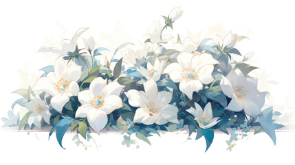 Watercolor Vintage Jasmine Art with White Background