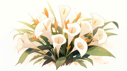 Watercolor Vintage Calla Lilies Theme with Complementary Colors Background