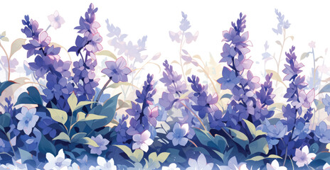 Watercolor Vintage Salvia Pattern with White Background