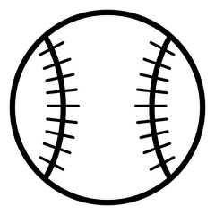 Baseball ball icon. Black and White line art style, editable vector Illustration file on transparent background.