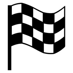 Black and white floating checkered racing flag. Black and White line art style, editable vector Illustration file on transparent background.
