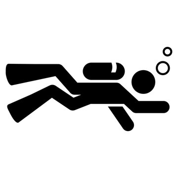 black diver swimming underwater with bubbles clip art preview