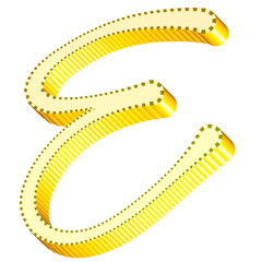 Alphabet letter E yellow color 3D shape handwriting font style graphic design icon clipart	
