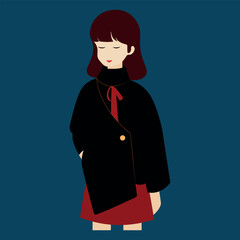 an asian girl in a coat 