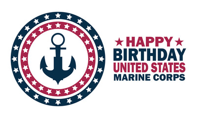 Happy Birthday United States Marine Corps  Vector Template Design Illustration. Suitable for greeting card, poster and banner - obrazy, fototapety, plakaty
