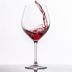 Capturing the Elegance: Red Wine Cascading into a Crystal Glass