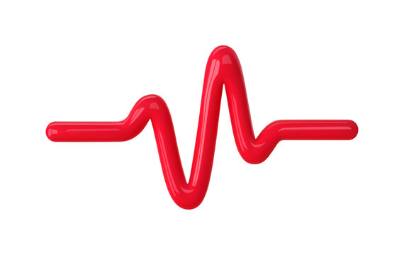 Medical and health icon. 3d cardio line. Ecg symbol, heart rate, pulse, electrocardiogram,heartbeat. Vector cartoon illustration