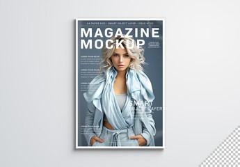 Isolated Magazine Cover Mockup on White Background