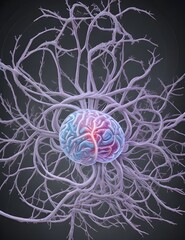 Central brain and intertwined nerve endings, Generative Ai