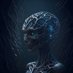 Obraz premium Fictional intracranial and neural structures, Generative Ai