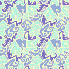 Vector surreal colorful seamless srtwork with wave hand drawn patterns for print fabric, textile, apparel clothing.