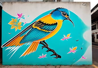 Bird street graffiti, Generative AI